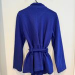 Saks 5th Avenue Saks Fifth Avenue 100% Wool Blue Wrap Jacket Size L Photo 3
