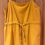 ASOS Square Neck Cinched Tie Waist Cotton/Linen Dress in Mustard Yellow Size 8 Photo 0