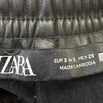 ZARA  Women's Faux Leather Black High Waisted Drawstring Jogger Sweat Pants Sz S Photo 4