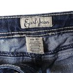 Earl Jean Blue Denim Shorts Size 10 Distressed Raw Hem Contrast Stitching Photo 3