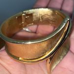 Trifari Singed Crown  Hinge Cuff Gold Tone Bracelet Rare 1960s Photo 3
