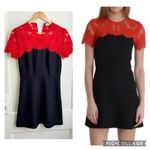 Sandro Paris Gigi Black Red Lace A-line Mini Dress Designer Emily in Paris Photo 10