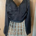 Windsor NWT Sheer Cropped Crossover V-Neck Long Sleeve Top Photo 0