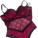 None Teddy Lingerie Velvet Corset Bodysuit Red Black Lace Lingerie Size 4X Photo 3