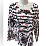 Boden USA Boden Great Breton Striped Blouse Hearts Birds Sz 12 Long Sleeve Boatneck Summer Photo 0