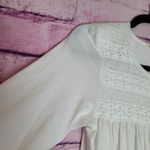 Peruvian Connection  WHITE PIMA COTTON SMOCKED CROCHET CHEST NIGHTGOWN TRAD WIFE Photo 4