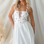 Mika & Gala NEW  Lilywhyt Cherry Print Corset Maxi Dress White Large L NWT Photo 0