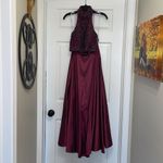 Sherri Hill Plum Two-piece taffeta A-line gown with high neck beaded bod… Photo 2