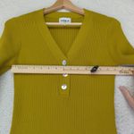 FRNCH  Paris Ribbed Knit‎ Midi Dress Cotton Blend Button Front Gold Mustard Photo 8