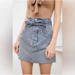 Free People  East of Eden Medium Wash Denim Belted Mini Skirt Photo 1