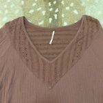 Free People ribbed lace crochet long sleeve top women’s size medium Photo 4