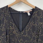 Anthropologie Hutch  Fit & Flare Mini Dress Black Gold Polka Dot Print Womens 14 Photo 3