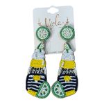 Lea & Viola Salt The Rim Beaded Beer Bottle Earrings Fiesta Party Fun Statement Dangle New Photo 1