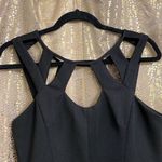 Betsey Johnson black textured cage neck fit and flare dress, size 8 EUC Photo 2