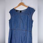 lafayette 148 New York Chambray Capped Sleeve Denim Sheath Dress‎ Medium Blue Photo 2