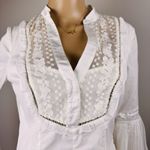 Bebe Women's Sz S Victorian Lace Side Zip Up Top Sz S Coquette Bell Sleeve Y2K Photo 3