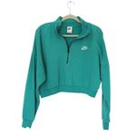 Nike Women's Cropped Fleece Half Zip Jacket Large Teal Athleisure Sporty Street Photo 1