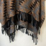 Geometric Patterned Poncho with Fringe Size XL Photo 5