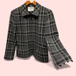 Kasper Cute vintage 90’s wool blend windowpane plaid zip front blazer/jacket pockets Photo 2