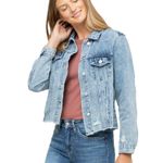 Vervet Womens  Harlow Acid Wash Distressed Classic Fit Denim Jean Jacket - Sz M Photo 0