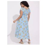 Torrid  Blue Citrus Puff Sleeve Dress Slit Maxi Size 2X Photo 1