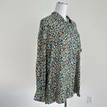 OMIKA Blouse Womens XL Floral Handmade Mod Boho Indian Print Button Up Shirt Green Photo 10