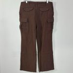 Free People Herringbone Textured Dark Academia Brown Cargo Pants Size 12 NWT Photo 9