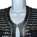 White House | Black Market  Black White Textured Chain Detail‎ Sweater Jacket XS Photo 2