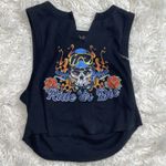 Forever 21 Biker Tanktop Crop Fit Size Medium Skull And Flames Photo 1