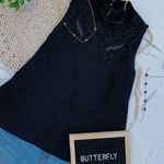 ZARA BASIC Small Black Blouse Sleeveless beaded Lace Embroidery​ Photo 0