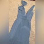 Mac Duggal NEW  Bow Shoulder V-Neck sleeveless powder blue Gown Size 6 Photo 3
