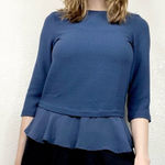 ZARA  Navy Blue Crepe Half Sleeve Peplum Blouse Photo 0