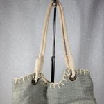 Sun n Sand Woven Tote 18"x17" Large Gray Tan Beach Pool Shoulder Bag Summer Gray Photo 4