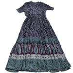Eshakti Dress Womens 6 Purple Blue Boho Paisley Maxi Rayon Cotton India Printed Photo 1
