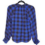 Anthropologie PILCRO Embroidered Plaid Button Up Long Sleeve Blouse Blue Sz S Photo 4