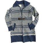 Cambridge  Women's Blue Fair Isle Toggle Long Sleeves Cardigan Sweater Size Large Photo 0