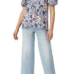 Shoshanna Odelia Floral Blouse Short Puff Sleeve Designer Womens Sz XS MSRP $320 Photo 1