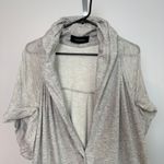 Nanushka Gray Marl Short Sleeve Drape Collar Button Front Cardigan Sweater S Photo 1