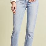 AGOLDE  Riley High Waist Straight Cropped Distressed Button Fly Raw Hem Zephyr 26 Photo 0