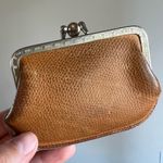 Vintage Leather coin purse small change pouch with kiss lock mini cute Orange Photo 0