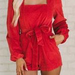 These Three Boutique Red Corduroy Romper Photo 0