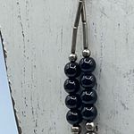 Silver and black glass vintage double strand boho festival necklace Black Photo 5