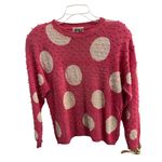 Joyce Pink Large Polka Dots Beaded Texture Kawaii Style Crew Neck Sweater Large Photo 1