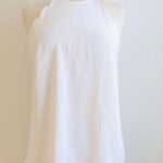 Vanilla Bay  Size M Scalloped High Neck Sleeveless White Tunic Blouse Tank Shirt Photo 0