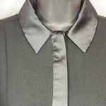 LBD sheer silky retro pleated skirt button down collared classic dress Black Size undefined Photo 2