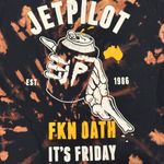 Jet Pilot ‘Fkn Oath It’s Friday’ Australia Graphic T Shirt Bleach Dyed Black Photo 1