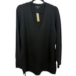 J.Crew NWT Stretch Wool Alpaca V-Neck Tunic Sweater Black M Photo 3