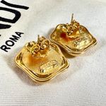 Fendi Gold & Black Enamel Logo & Crown Post-Back Earrings Photo 4