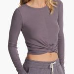 Vuori  Womens Purple Ribbed Chco Feminine Athleisure Cove Twist Top Size Small Photo 0