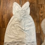 Aooksmery Dress White Lace Womens Small V Neck Lace‎ Up Back Spaghetti Strap Photo 4